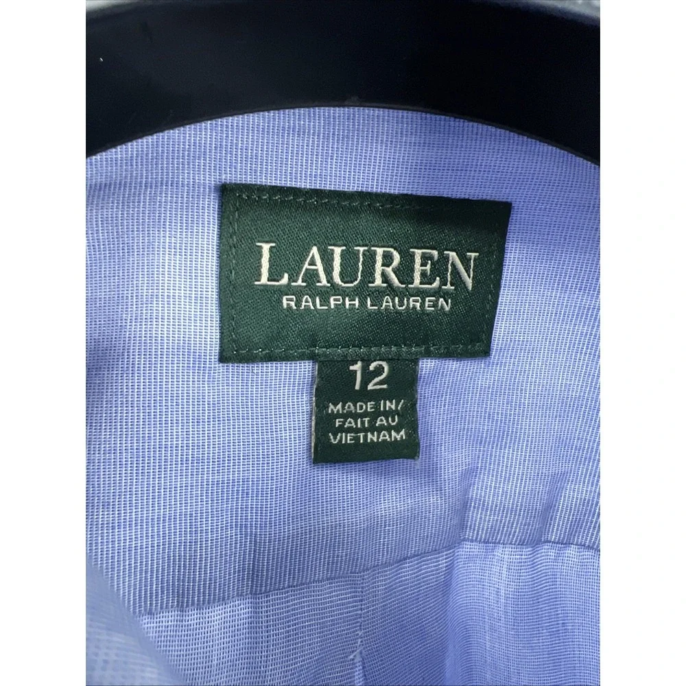Ralph Lauren Boys Size 12 Oxford Blue Shirt Button‎ Down Long Sleeve Logo